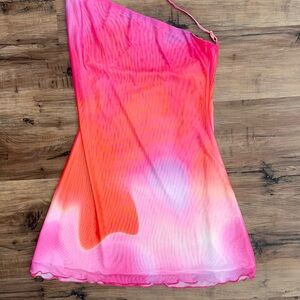 WHITE FOX BOUTIQUE Pink and Orange One-Shoulder Dress